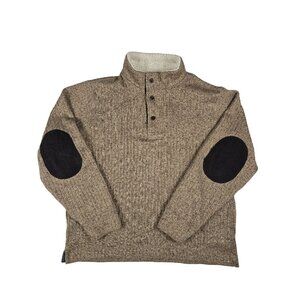 Weatherproof Vintage Sherpa Sweater Large Brown Elbow Patch